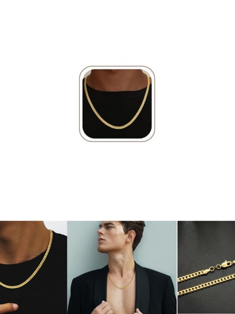 18K Gold Over Sterling Silver Cuban Link Chain Men's Necklace 5mm 20 Inch